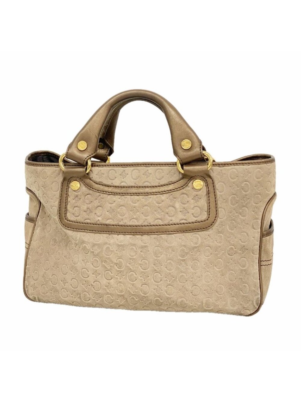 Celine Handbag Boogie Bag Suede Brown Gold